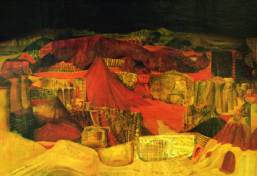 Fritz Hagl, Calamita, 1970, Tempera sur toile / aggloméré, cm: 110 x 75