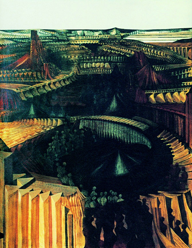 Fritz Hagl, Calamita, 1970, Tempera su tela / cartone pressato, cm: 92 x 121