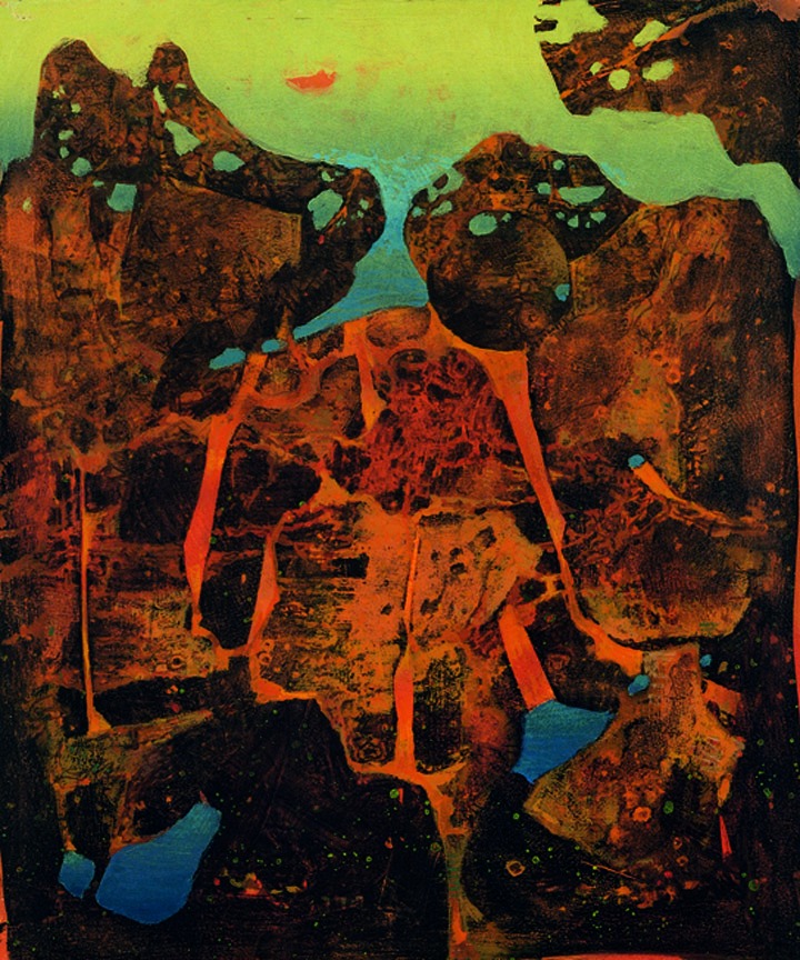 O.T. 1989, Tempera auf Leinwand / Preßspan, cm: 40,5 x 48,5